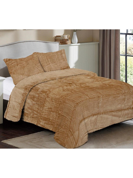Κουβέρτα Μονή 160x220 Coral Fleece Solid 02 Beige Dimcol