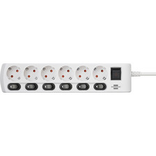 Brennenstuhl Socket Line 6-fold 2m incl. Switch
