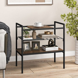 Costway Τραπέζι Κονσόλας με Ράφια 60x33,5x61cm HV10460CF Ρουστίκ Καφέ