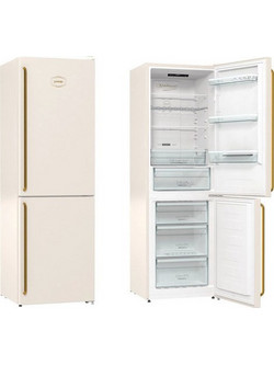 Gorenje NRK6192CLI Retro Ψυγειοκαταψύκτης 300lt No Frost Υ185xΠ60xΒ64cm Μπεζ
