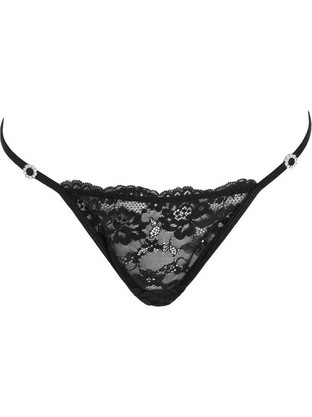 Εσώρουχο Γυναικείο String Μαύρο με Δαντέλα &amp Ασημί Στρας