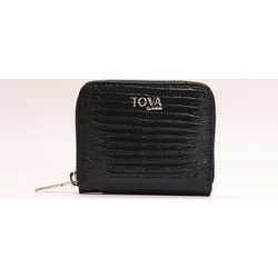 Toya Leathers Μικρό Δερμάτινο Γυναικείο Πορτοφόλι με Φερμουάρ Μαύρο T21791-1