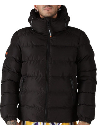 Superdry Hooded Sports Ανδρικό Μπουφάν Χειμωνιάτικο Puffer Μαύρο M5011905A-16A