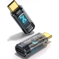 Techsuit - Adapter Databoost (A23) - USB-C, Led Digital Display, 40Gbps, 8K60Hz, PD240W - Gray