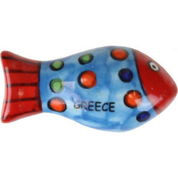 Μαγνητάκι κεραμικό Ψάρι 5x3εκ. Μπλε πουά