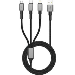 Καλώδιο Φόρτισης Tech-Protect UltraBoost DNA 3in1 USB-A / Lightning / USB-C / Micro USB 3A 120cm - Iron Grey