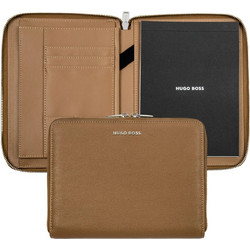 BOSS Φάκελος Α5 από δέρμα Brown HTM410X