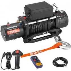 Ηλεκτρικό Βίντσι VEVOR, Ικανότητα Φορτίου 6100 kg, 12V DC Βίντσι Φορτηγού με Συνθετικό Σχοινί Φ9,5 mm x 26 m, Ασύρματο & Ενσύρματο Τηλεχειριστήριο, Αδιάβροχο IP55 για Ρυμούλκηση Off-Road SUV Jeep Trai