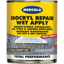 Mercola Isocryl Repair Wet Aplly Ελαστομερές Επαλειφόμενο Ακρυλικό Μονωτικό Στεγανωτικό Ταράτσας Λευκό 750ml