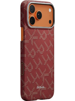 Pitaka Ultra-Slim Case, Monogram-Gold/Red - iPhone 17 Pro Max - (KI1702PTKP)