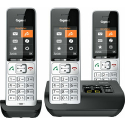 Gigaset Comfort 500A Ασύρματο Τηλέφωνο Σετ Trio με Ανοιχτή Ακρόαση Μαύρο Ασημί