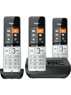 Gigaset Comfort 500A Ασύρματο Τηλέφωνο Σετ Trio με Ανοιχτή Ακρόαση Μαύρο Ασημί