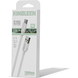 Kingleen K205 Καλώδιο USB-A to USB-C 2m Λευκό