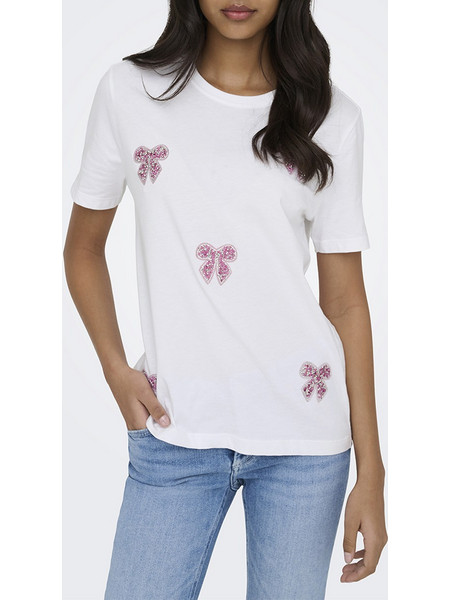 ONLY ONLKITA REG S/S PRINT TOP NOOS 15367568-Bright WhiteRosytouchcutebows Mixed