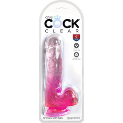 Pipedream King Cock Clear with Balls 13.5cm Pink