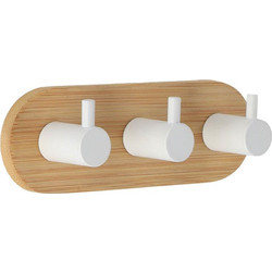 Κρεμάστρα τριπλή μεταλ.λευκή/bamboo βάση 10.8 x 15.8 x 3.5 cm