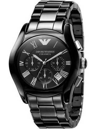 Emporio Armani Ανδρικό Ρολόι Χρονογράφος με Μαύρο Καουτσούκ Λουράκι AR1400