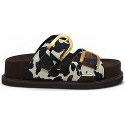 Komis & Komis Γυναικεία Σανδάλια Suede Καφέ Λευκά E603COW