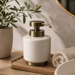 Dispenser Θήκη Για Κρεμοσάπουνο Polyresin Beige Antique Gold