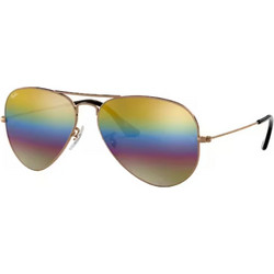 Ray-Ban RB3025 9020/C4 Γυαλιά Ηλίου Aviator Μεταλλικά Χρυσά με Πολύχρωμο Καθρέπτη Φακό