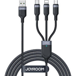 Joyroom(R) 3in1 Καλώδιο USB-A σε Lightning/USB-A/microUSB 0.3m- Black