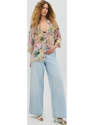 Παντελόνι denim wide leg ψηλόμεσο