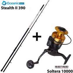 Oceanic Team Dentex + Sensei Soltera Σετ Καλάμι Ψαρέματος για Heavy Casting Carbon Δίσπαστο 4.2m με Μηχανισμό