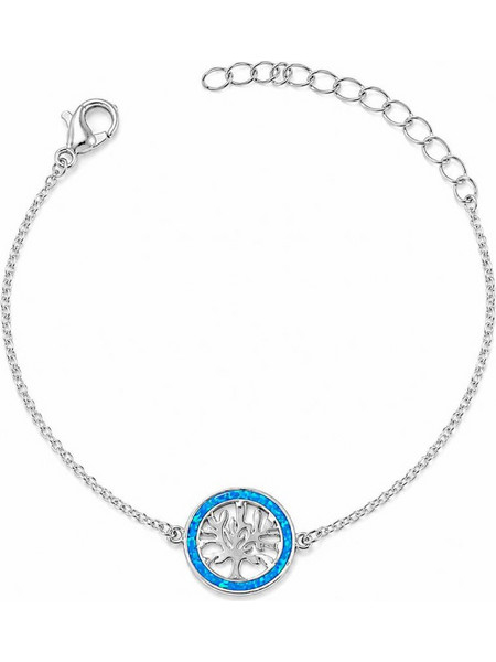 Momoca Γυναικείο Βραχιόλι Δέντρο της Ζωής Blue Opal σε Ασημί Χρώμα X00715B