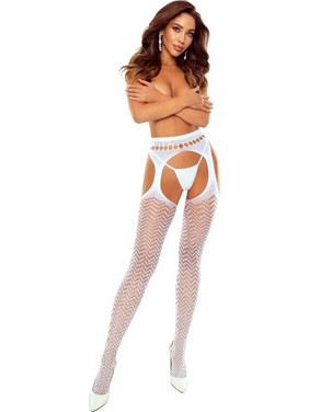 PASSION - S032 WHITE OPEN TIGHTS ONE SIZE