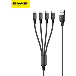 Καλώδιο AWEI CL-129 4 in 1, σε μαύρο χρώμα - OEM