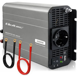 Qoltec Μετατροπέας Τάσης Ms Wave 12v 230v 1000w/2000w Usb Συμβατός Lifepo4 Gel Agm