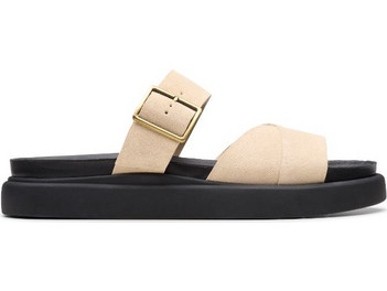 Clarks Aristella Mule Γυναικεία Σανδάλια Ecru Suede (26181285)
