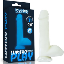 Lovetoy Lumino Play Glow In The Dark Ρεαλιστικό Dildo με Βεντούζα & Όρχεις 19cm Μπλε