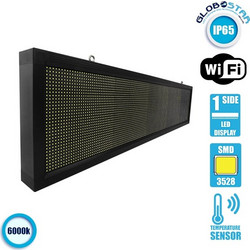GLOBOSTAR(R) DISPLAY 90280 Κυλιόμενη Ψηφιακή Επιγραφή Μονής Όψης 160x32cm P10 160x32 Pixel LED 250W AC 220-240V Αδιάβροχο IP65 Ψυχρό Λευκό 6000K - WiFi Control μέσω FK APP - Αισθητήρας Θερμοκρασίας &