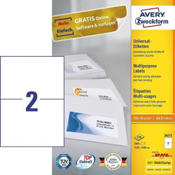Avery Αυτοκόλλητες Ετικέτες Α4 Ορθογώνιες 210x148mm
