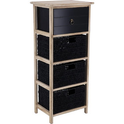 Έπιπλο MDF με 1 Ράφι και 3 Συρτάρια 37.5x27.5x86cm Μαύρο MRShome DS-2215000