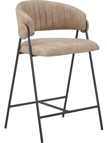 ALFREDO Σκαμπό Bar Suede Μπεζ με Μαύρο Μεταλλικό Σκελετό 58x53x66/96 cm