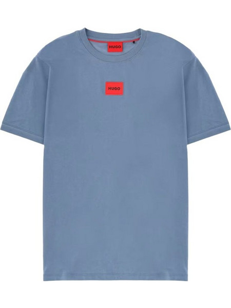 Hugo Μπλούζα T-Shirt από βαμβακερό ζέρσεϊ με ετικέτα με λογότυπο - ΜΠΛΕ