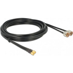 Delock Antenna Cable N Plug To Sma Plug Twin Cable Rg-58 C U 5 M Black 89467