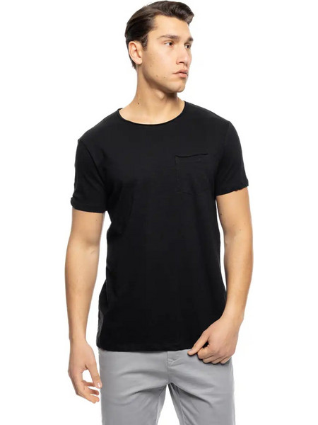 ST' Ανδρικό βαμβακερο t-shirt με τσέπη 53-206-022 BLACK