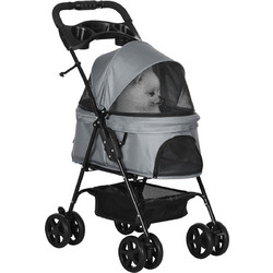 PawHut Καρότσι Μεταφοράς Σκύλου έως 4kg Γκρι 67x45x96cm D00-127GY