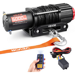 VEVOR Ηλεκτρικό Βαρούλκο 12V DC 2721 kg για ATV/UTV με Συνθετικό Σχοινί 6 mm x 15 m, Ασύρματο και Ενσύρματο Τηλεχειριστήριο, IP55, Βάση Στήριξης Fairlead ZLQDXCHCSJP67MSRA001V9