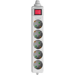 Powertech POWERTECH πολύπριζο PT-886, 5x schuko, 16A, χωρίς καλώδιο, λευκό