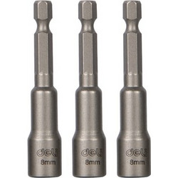 DELI DELI σετ καρυδάκια DL4808T για δραπανοκατσάβιδο, μαγνητικά, 8mm, εξάγωνα, 3τμχ