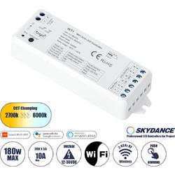 GloboStar 71468 WT1 SKYDANCE DC WiFi & RF 2.4Ghz Dimmer High Speed Controller 2 Καναλιών DC 12-36V 2 x 5A 180W - Max 10A 180W - IP20 Μ11.5 x Π3.5 x Υ2cm - 5 Years Warranty