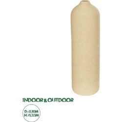 GloboStar Artificial Garden VALENCIA 21246 Διακοσμητικό Κεραμικό Βάζo Μπεζ Π10 x Μ10 x Υ33 cm