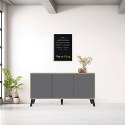 Μπουφές Billie pakoworld sonoma-ανθρακί149x40x77εκ SONOMA - ANTHRACITE - BLACK CHIPBOARD - MDF