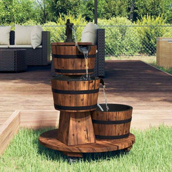 vidaXL Σιντριβάνι με Αντλία και Τροχούς 55x55x80 εκ. Μασίφ Ξύλο Ελάτης