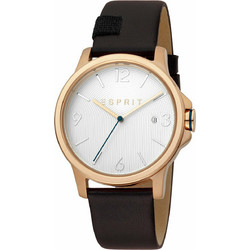 Esprit Ανδρικό Ρολόι με Μαύρο Δερμάτινο Λουράκι ES1G156L0035