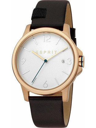 Esprit Ανδρικό Ρολόι με Μαύρο Δερμάτινο Λουράκι ES1G156L0035